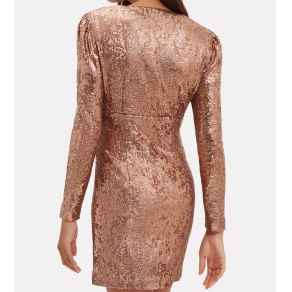 Intermix, 0, Rose Gold, Sequin Long Sleeved Mini Dress - Picture 3 of 3